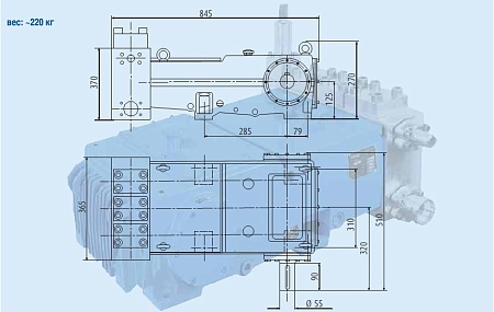 Габаритные размеры поршневого насоса DP 400
